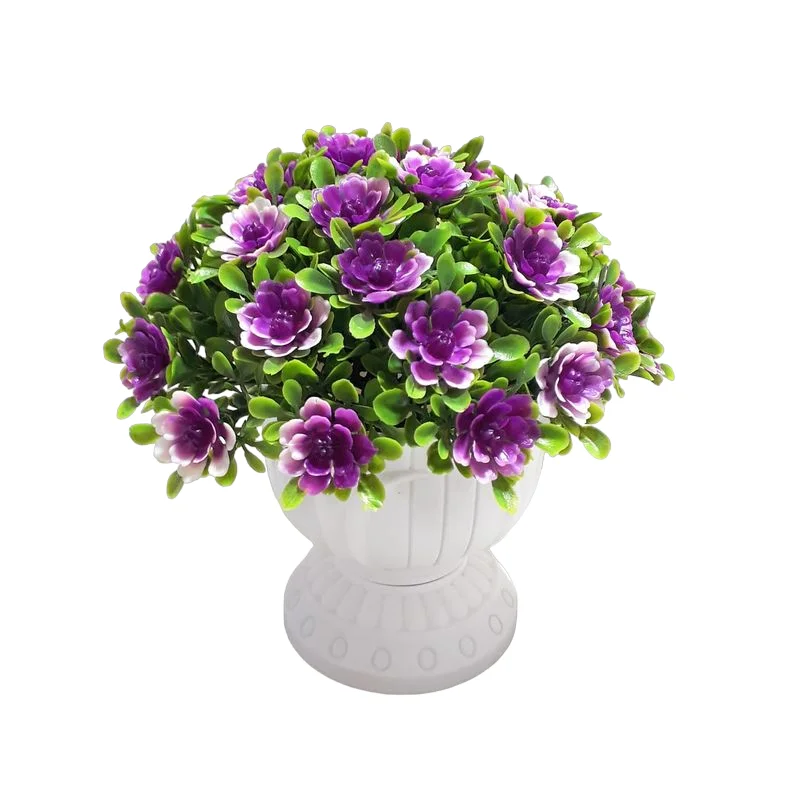 Vaso Grego + Bucho Flores Lilás Artificial para Decoração Festas, Casamentos, Casa