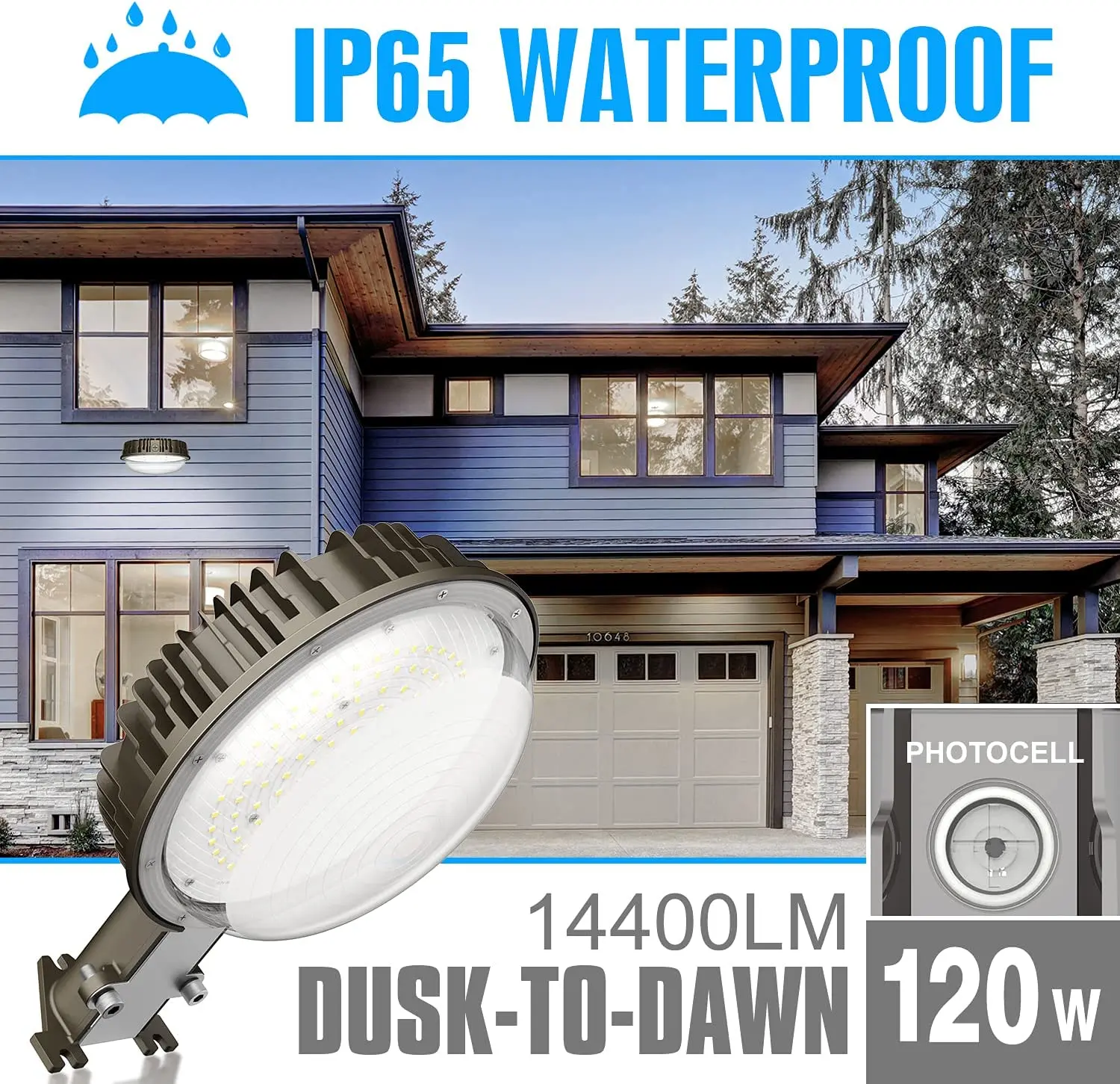 120W Garden Lighting IP65 Outdoor Waterproof 5 Years Warranty Yar Fixture AC100-277V Dusk to Dawn LED Barn Light