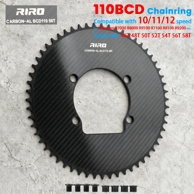 

RIRO 110 BCD Bicycle Chainwheel 46T 48T 50T 52T 54T 56T 58T 9-12S Road Bike Chainring for SHIMANO R7000 R8000 R9100 R7100 R8100