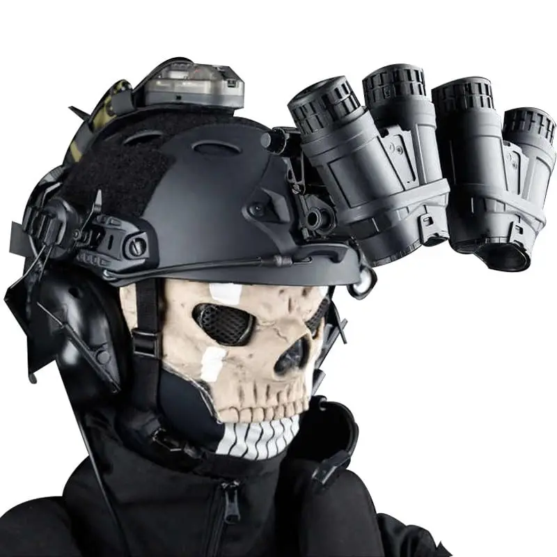 

COD Tactical Protective Helmet Set with Ghost Full Face Mask NVG Model Survival Light Earphone for CS Paintball Airsoft Shooters