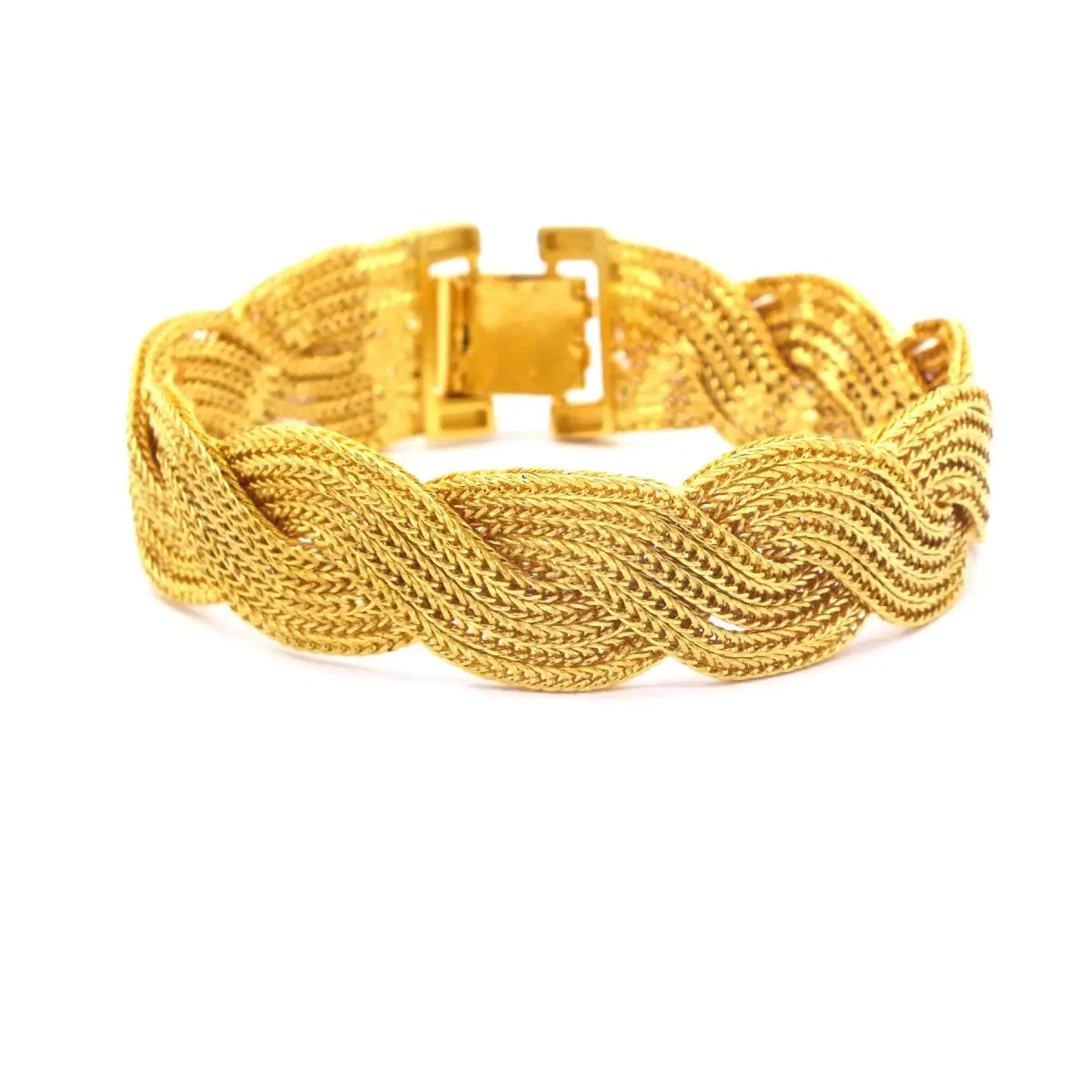 GoldFashion 22 Carat Gold Plated Wicker Weave Cuff Bracelet Bangle Adjustable Cuff Vintage Stainless New Design Stylish Wrist Tr