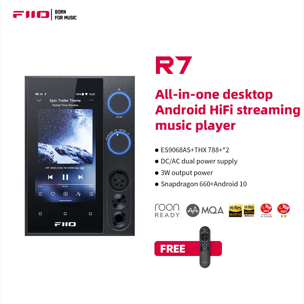 

FiiO R7 Snapdragon 660 Android 10 Desktop Music player AMP/DAC ES9068AS chip/THXAAA 788 Headphone Amplifier Bluetooth 5.0DSD512