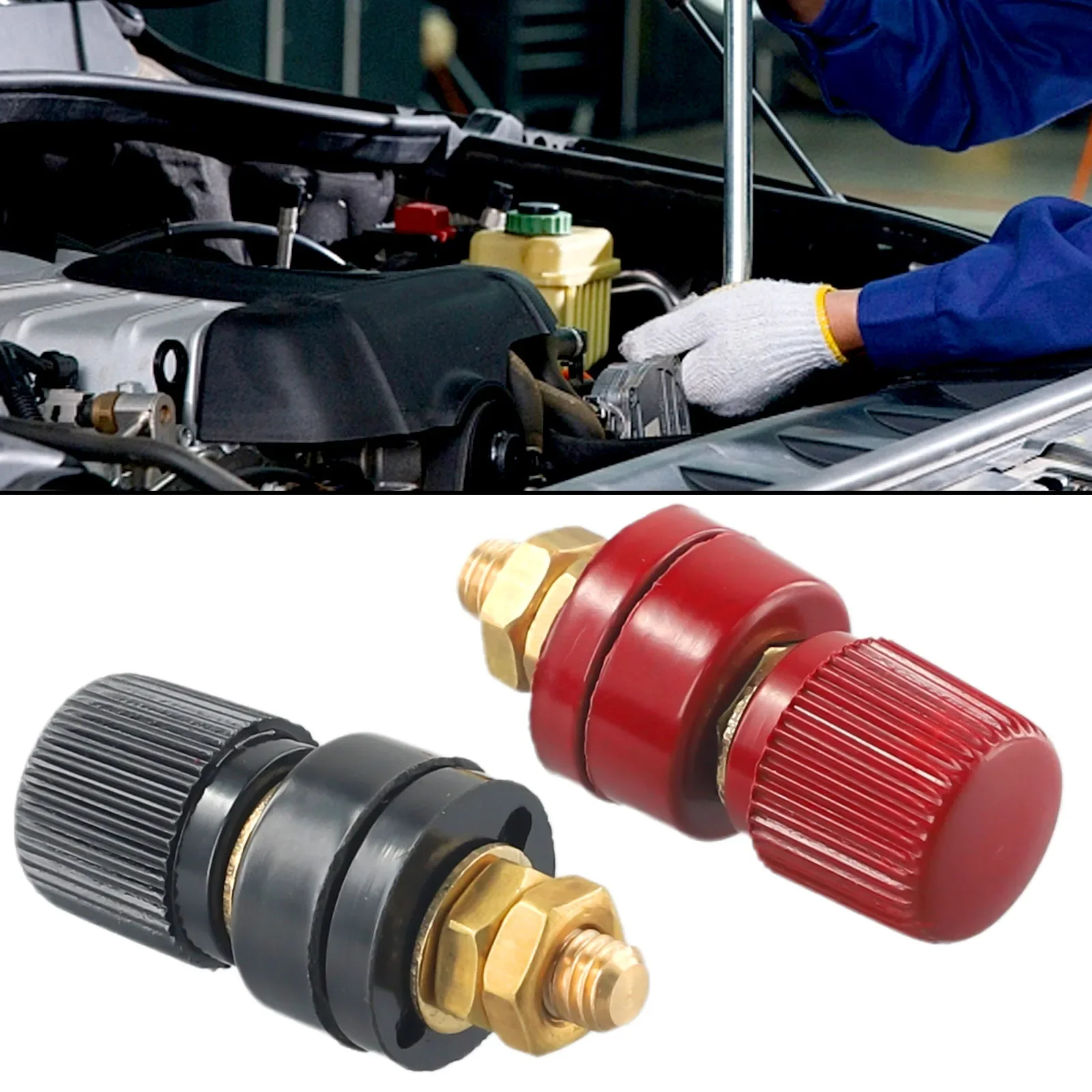2 pièces noir/rouge nouveau 6mm goujon en laiton Premium à distance batterie jonction de puissance connecteur de poste Kit de bornes connecteurs automobiles
