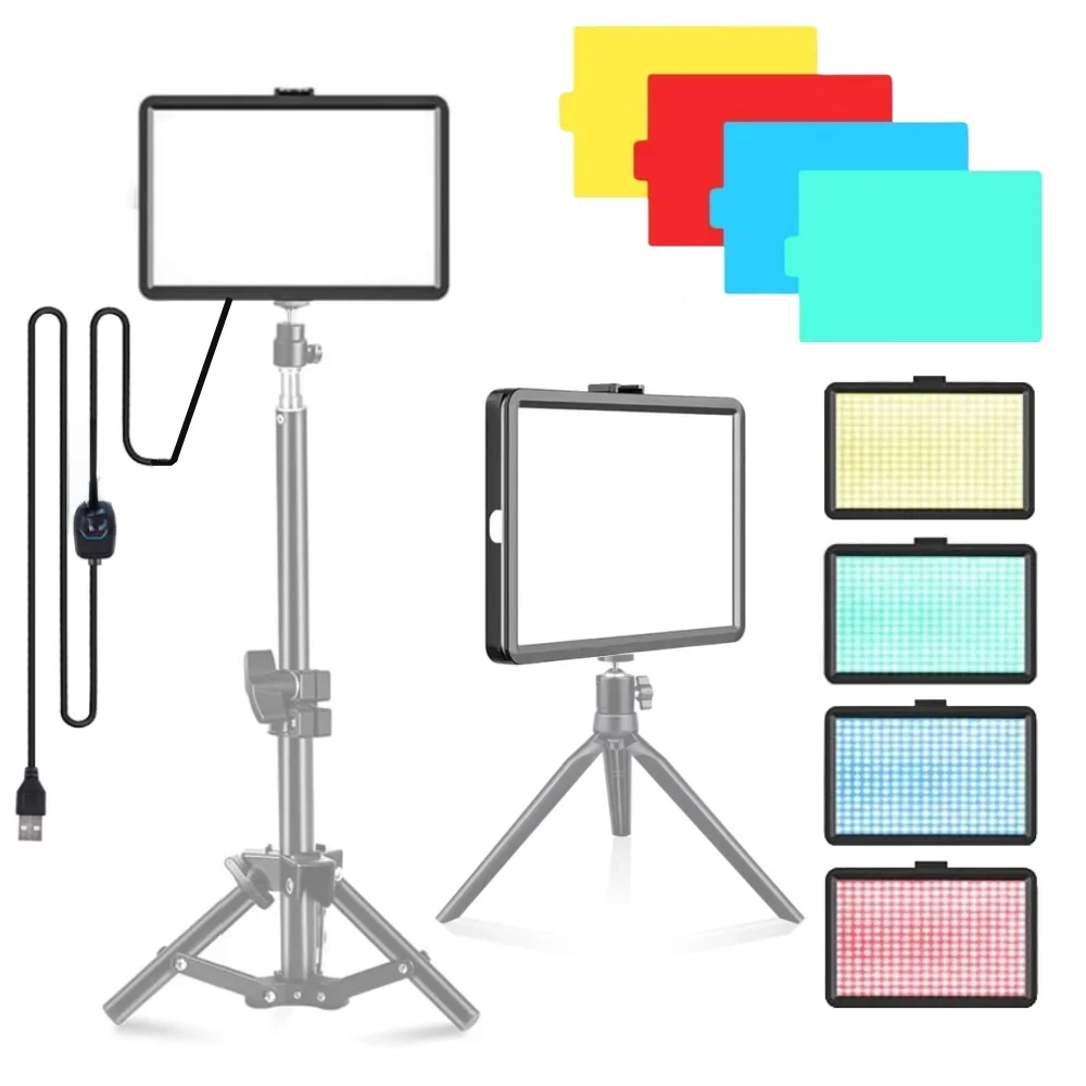 Lampe de remplissage vidéo LED pour studio photo, éclairage de photographie, panneau lumineux, diffusion en direct, YouTube, RVB, 8 pouces, 3000-6000k