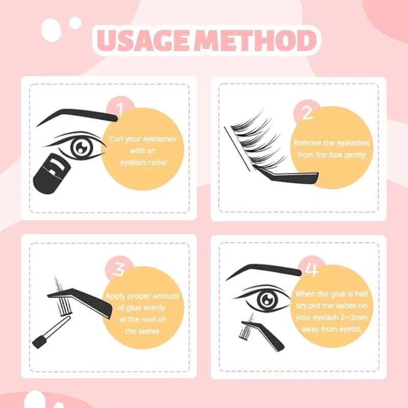 3D うっすらとしたつけまつげ – DIY 粘着式、接着剤内、簡単に貼り付け、再利用可能、柔らかく、軽量、自然なふわふわの外観 Dai 用