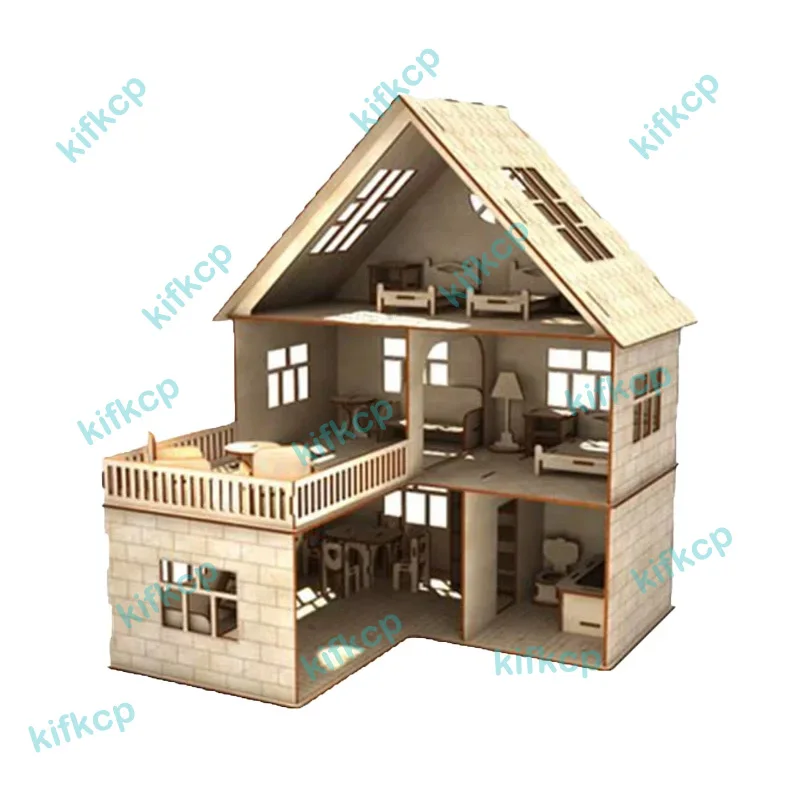 10 kid Doll House Funiture Puzzle Designs Laser Cut Drawing Vector Wooden Toy DIY Template File DXF Format Download