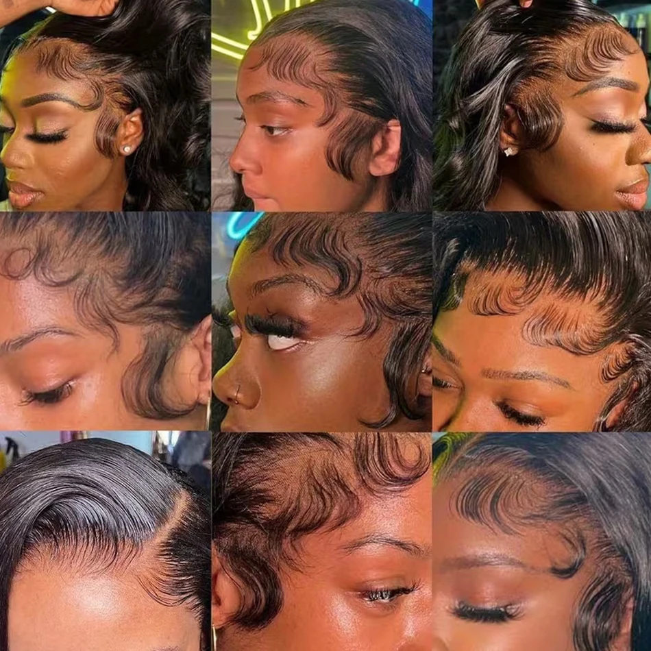 13x4 13x6 الجسم موجة الدانتيل الشفاف الجبهة الباروكات شعر الإنسان قبل قطعها 250 الكثافة HD الدانتيل أمامي غلويليس الباروكات مع شعر الطفل