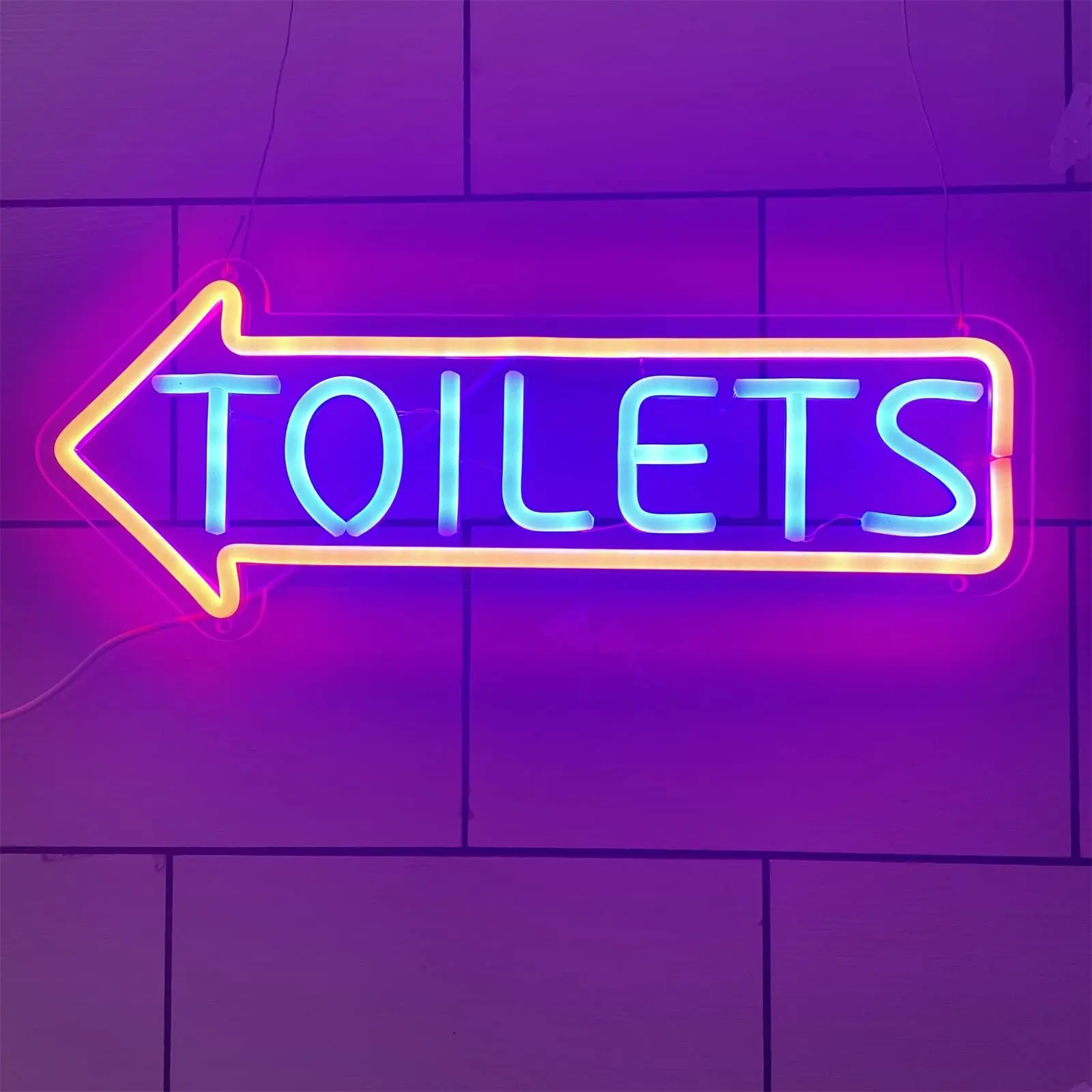 Toilets Entrance Arrow Neon Sign Washroom Left Right Directional Logo for Outside Party Bar Gaming Led Light Store Wall Signs