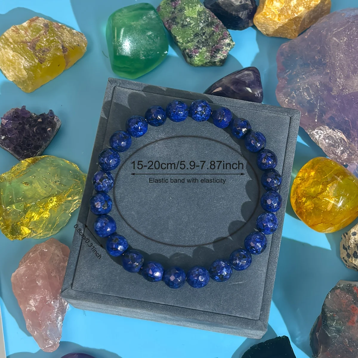 1 قطعة/8 مللي متر متعدد السطوح قطع اللازورد اليدوية مطرز سوار للرجال والنساء "حجر الحكمة والحقيقة" مجوهرات هدية #5