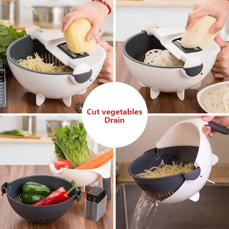 10pcs Multifunctional Cutter Vegetable Basket Potato Slicer Carrot Fruit Grater Kitchen Accessories Gadgets Steel Blade Kitchen