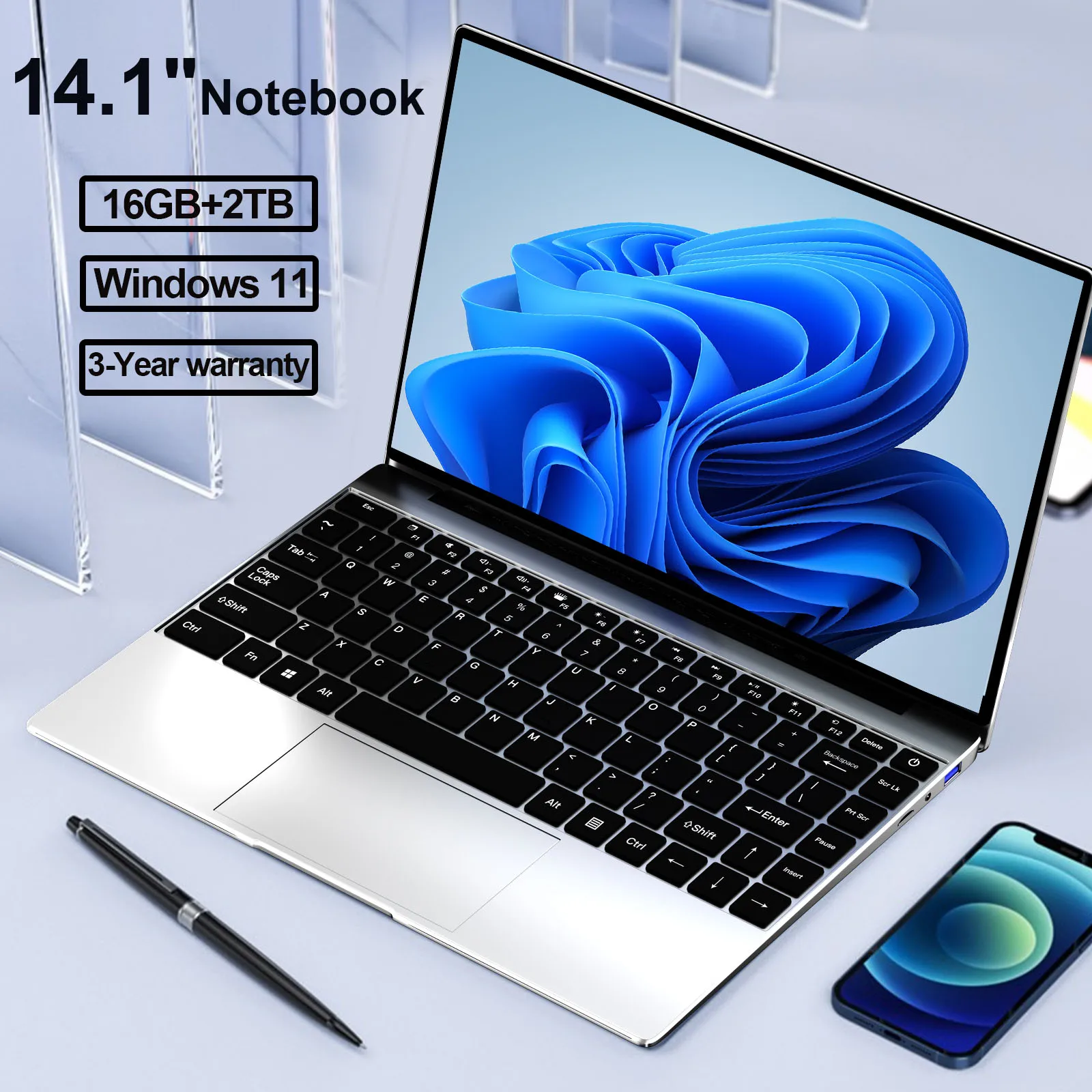 

Ультратонкий ноутбук LENO 14,1 дюйма, 16 ГБ ОЗУ, 2 ТБ SSD, Windows 11, Intel N3700, ноутбук, геймер, дисплей 1920*1080, офисный учебный компьютер, ПК