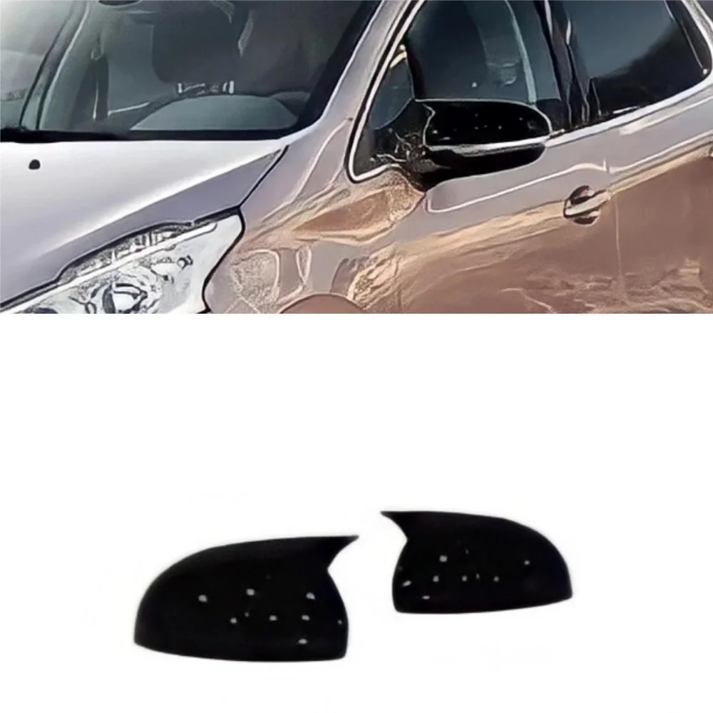 Bat Style Mirror Cover For Peugeot 208 2012 2018 Car Accessories 2 Pieces Cover Glossy Black Shields Exterior Parts Sport Tuning