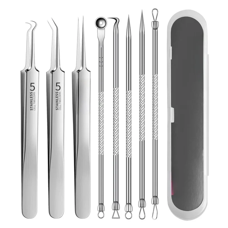 MJ 8 PCS Klips do trądziku ze stali nierdzewnej, klips do komórek, klips do zaskórników, igła do trądziku, igła do trądziku w salonie kosmetycznym, narzędzie do igły do trądziku — zdjęcie 2