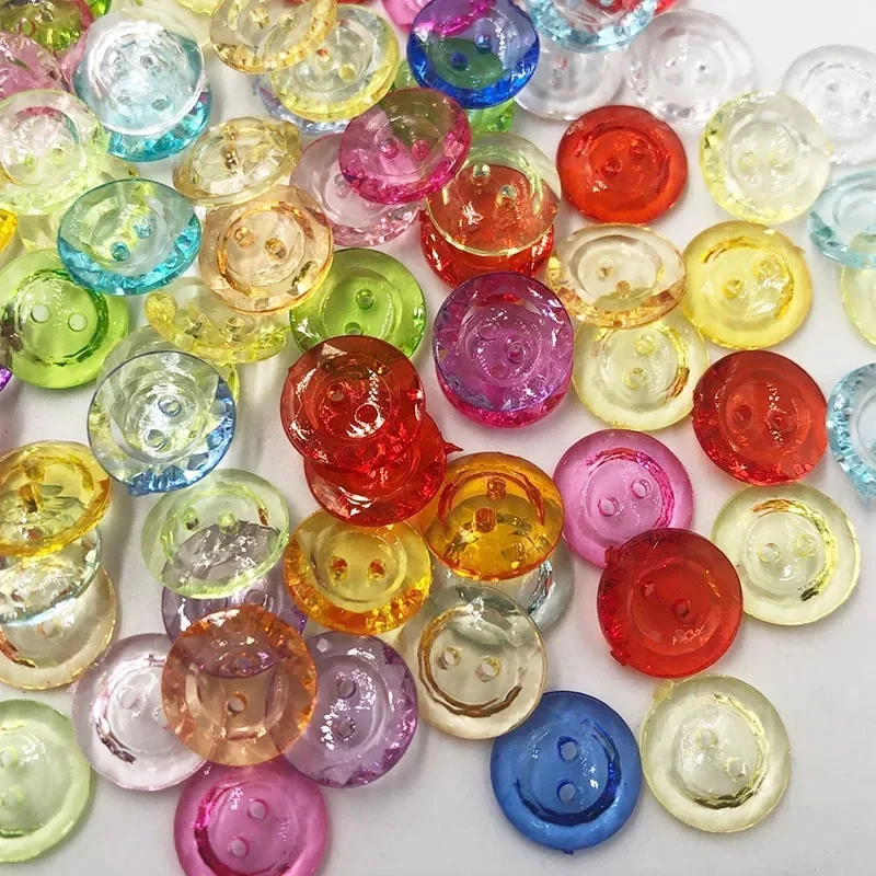 50/100 SZT. Nowe Przezroczyste Guziki Plastikowe z 2 Otworami, Mieszane Kolory, 13MM, Akcesoria do Szycia Odzieży, DIY Scrapbooking PT167 — zdjęcie 2