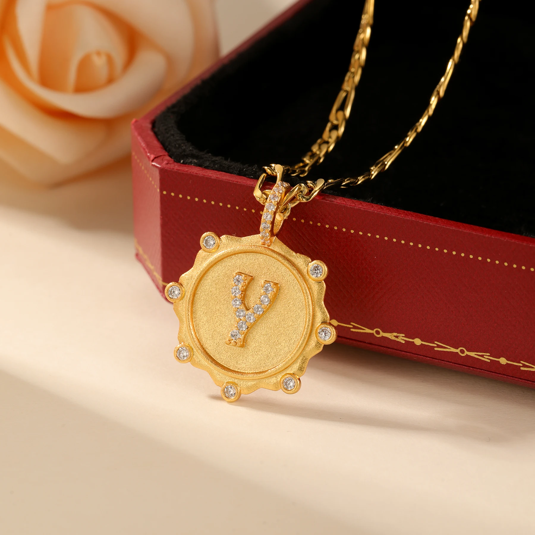 Custom Zircon Initial Necklace 18K Gold Plated Chain with Sparkle Accent Luxury Monogram Personalized Special Jewelry for Women