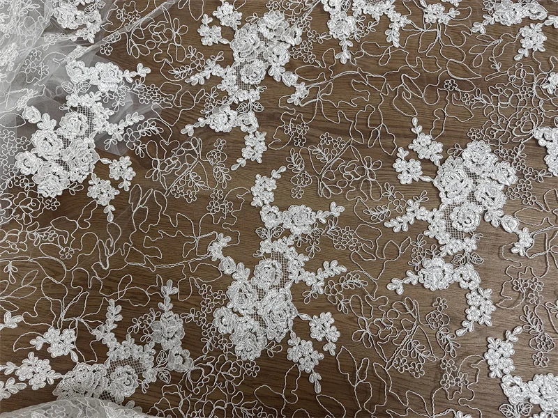 New Cord French Embroidery Off White Bridal Lace High Quality Guipure Wedding Dress Lace Sell By Yard