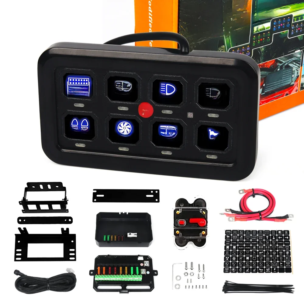 6/8 Gangs Universele LED Schakelpaneel 12V Licht Aan-uit Controle Relais Systeem Slanke Elektronische Relais Systeem voor SUV Boot Caravan - afbeelding 2