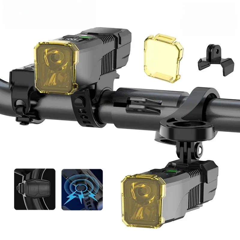 AliExpress cycle zone Rechargeable Bike Front Light Intelligent Sensing MTB Road Bicycle Headlight Wireless Remote Control Cycling Fog Light with Horn