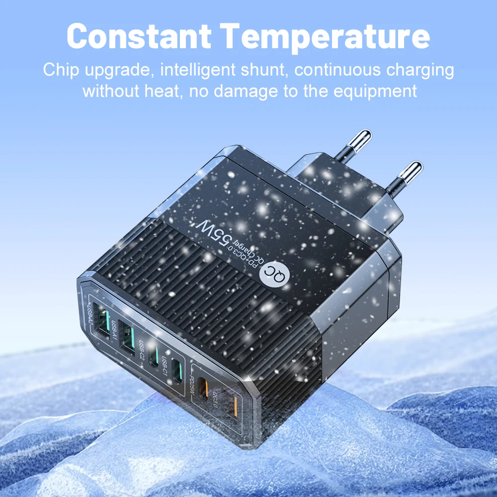 6 портов PD USB зарядное устройство 55 Вт адаптер для быстрой зарядки мобильного телефона для iPhone Xiaomi Samsung Huawei Quick Charge3.0 настенное зарядное устройство KR Plug