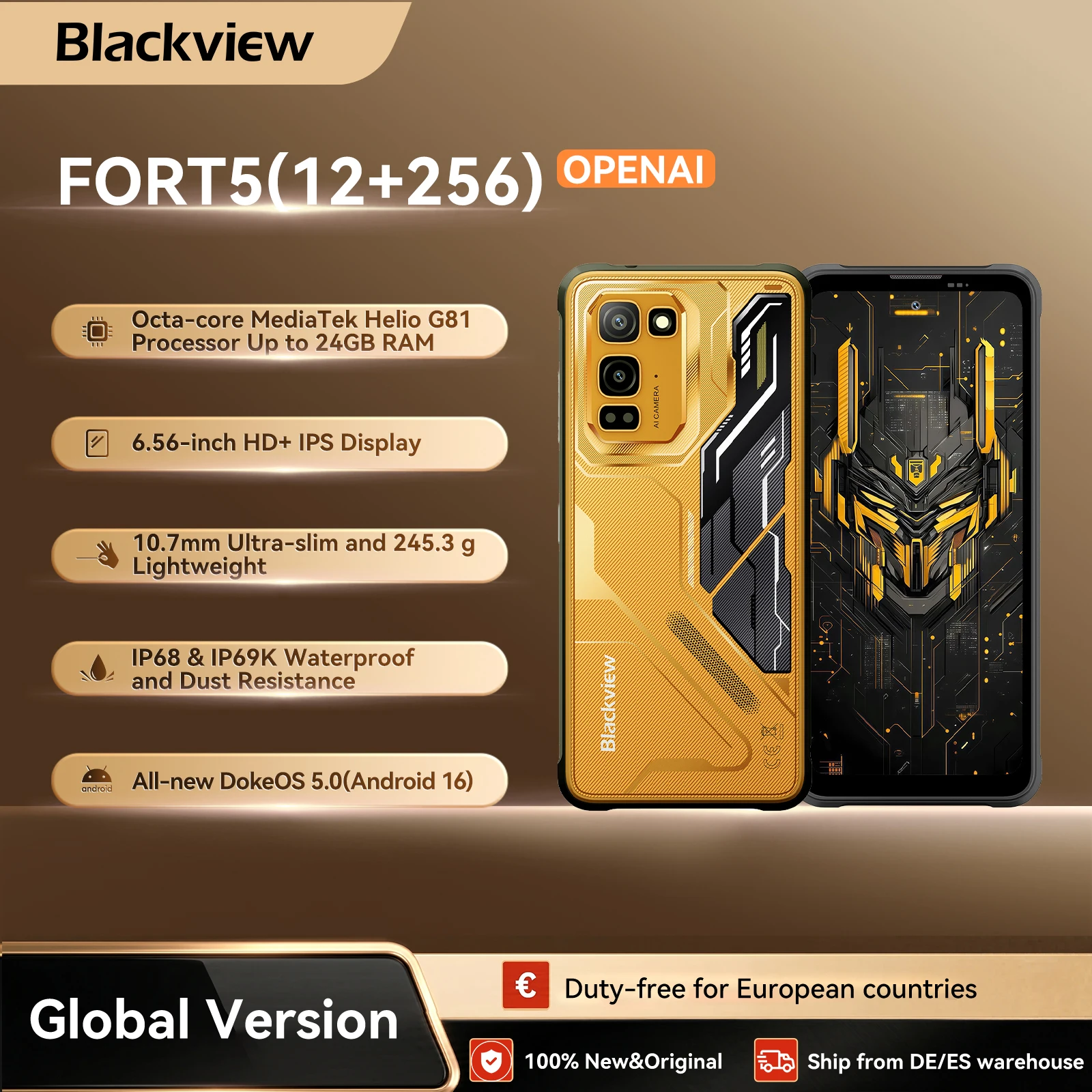 【Première mondiale】Blackview Fort 5 Smartphone robuste avec écran 2.4K de 6,78 pouces, appareil photo phare 108MP, charge sans fil, haut-parleur BOX 2W