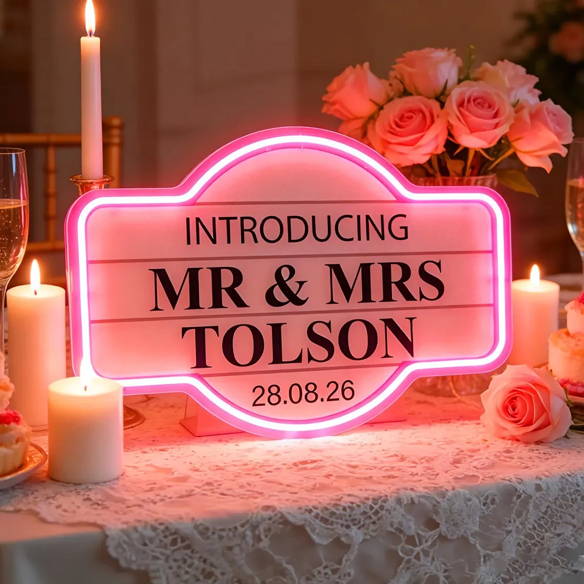 Custom Wedding Neon Sign for Reception Engagement Decor Wedding Club Sign Bride & Groom Photo Prop
