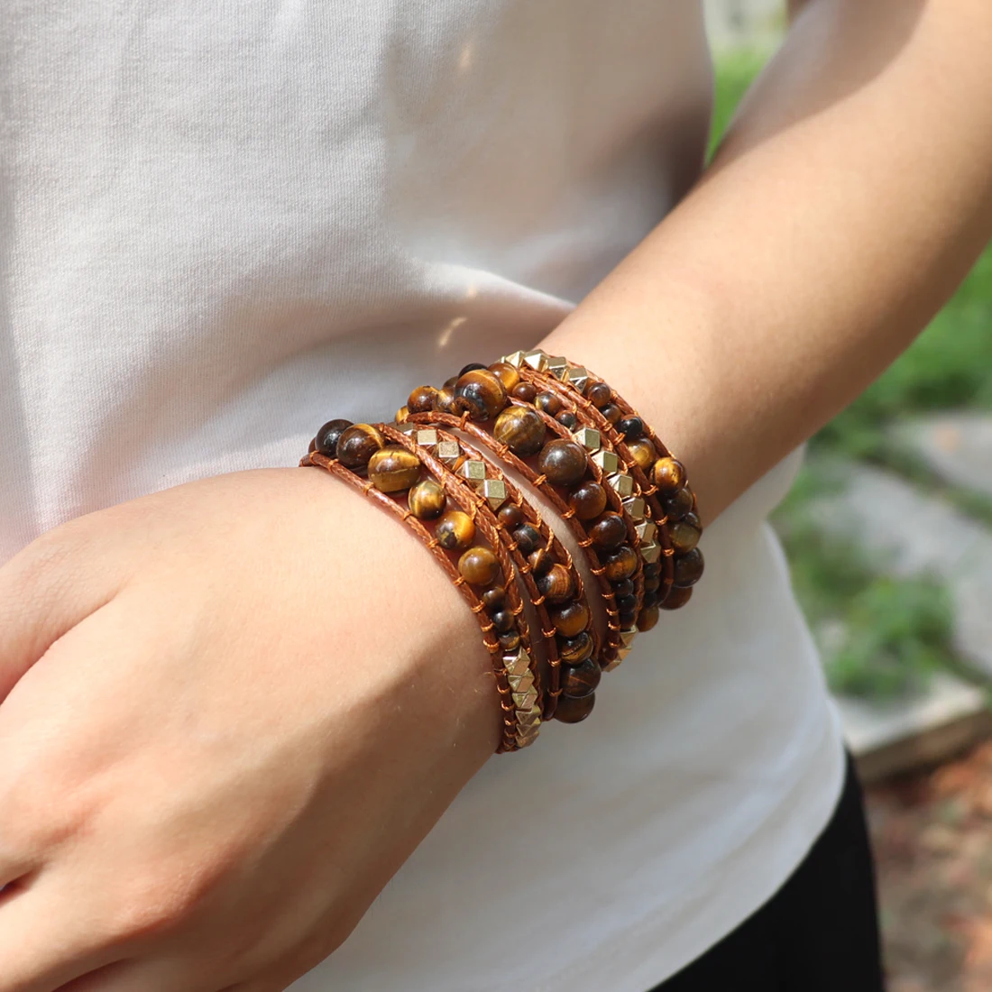 Unique Mix Strands Leather Bracelet Multicolor Natural Stone Woven Wrap Bracelets Bohemian Bracelet Drops Hipping