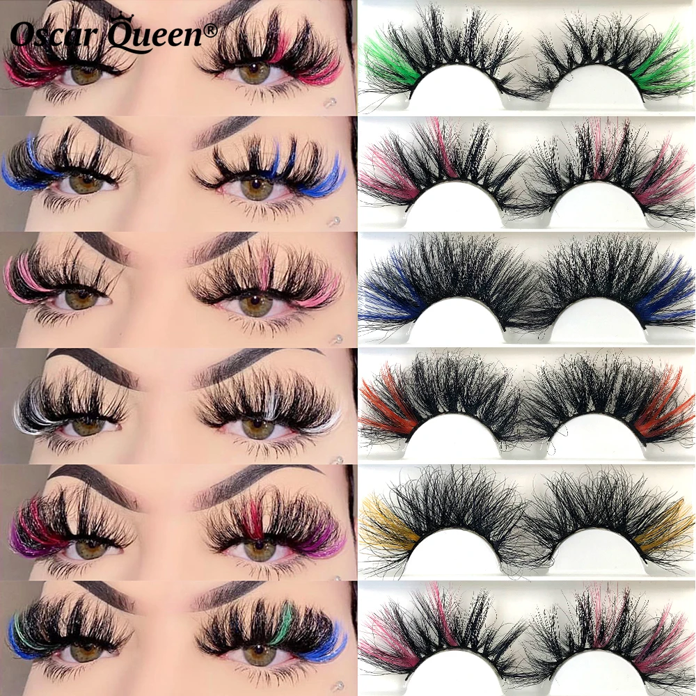 Pink Red Blue White Color Mink Eyelashes Packaging Boxes Colored Lashes Wholesale 3D Fluffy Dramatic Lashes Extensions Vendor