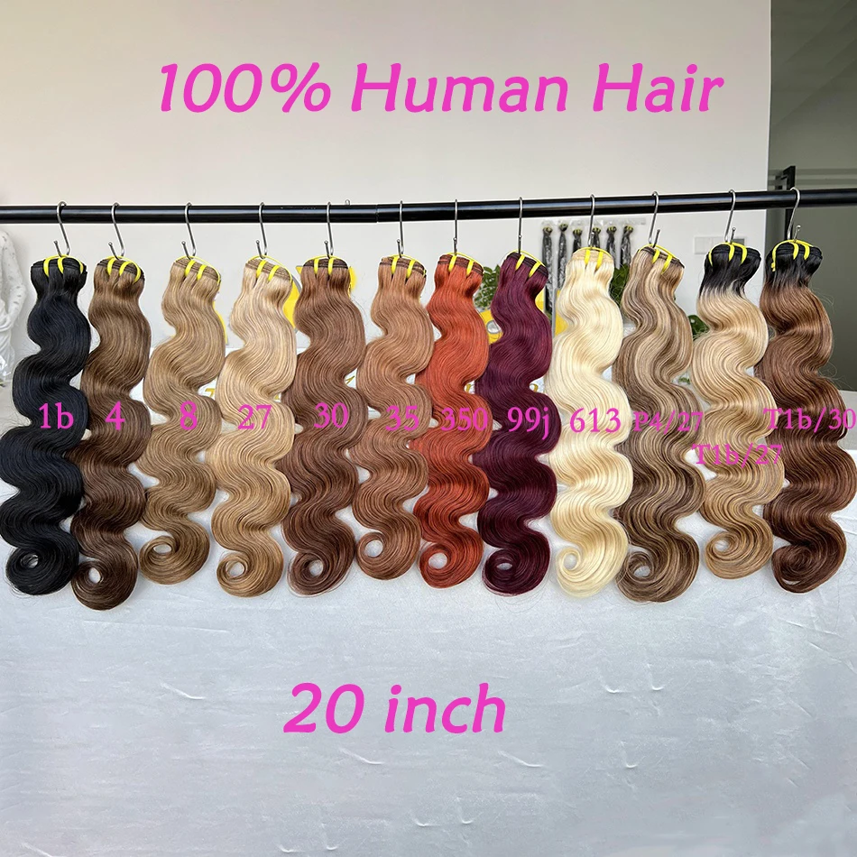 Pacotes de cabelo humano coloridos 99j Borgonha # 613 # 27 # 30 # 350 # 35 # 8 P4/27 # 4 extensões de cabelo humano virgem da onda 10A do corpo marrom tecer