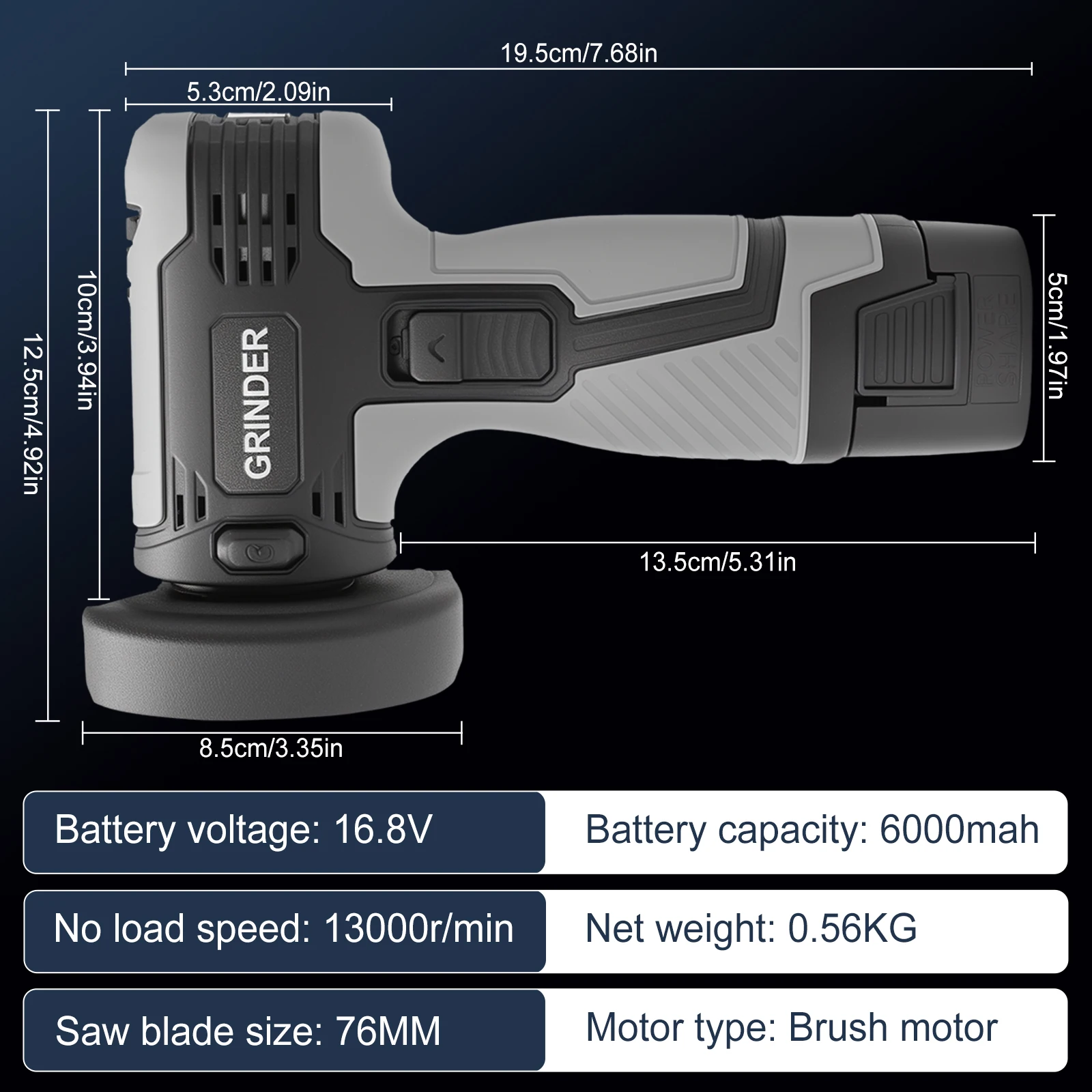 16,8V Mini-Winkelschleifer Tragbare Lithium-Batterie Große Kapazität Polier- Schleif- und Schneidemaschine für Haushaltswerkzeuge – Detail 9