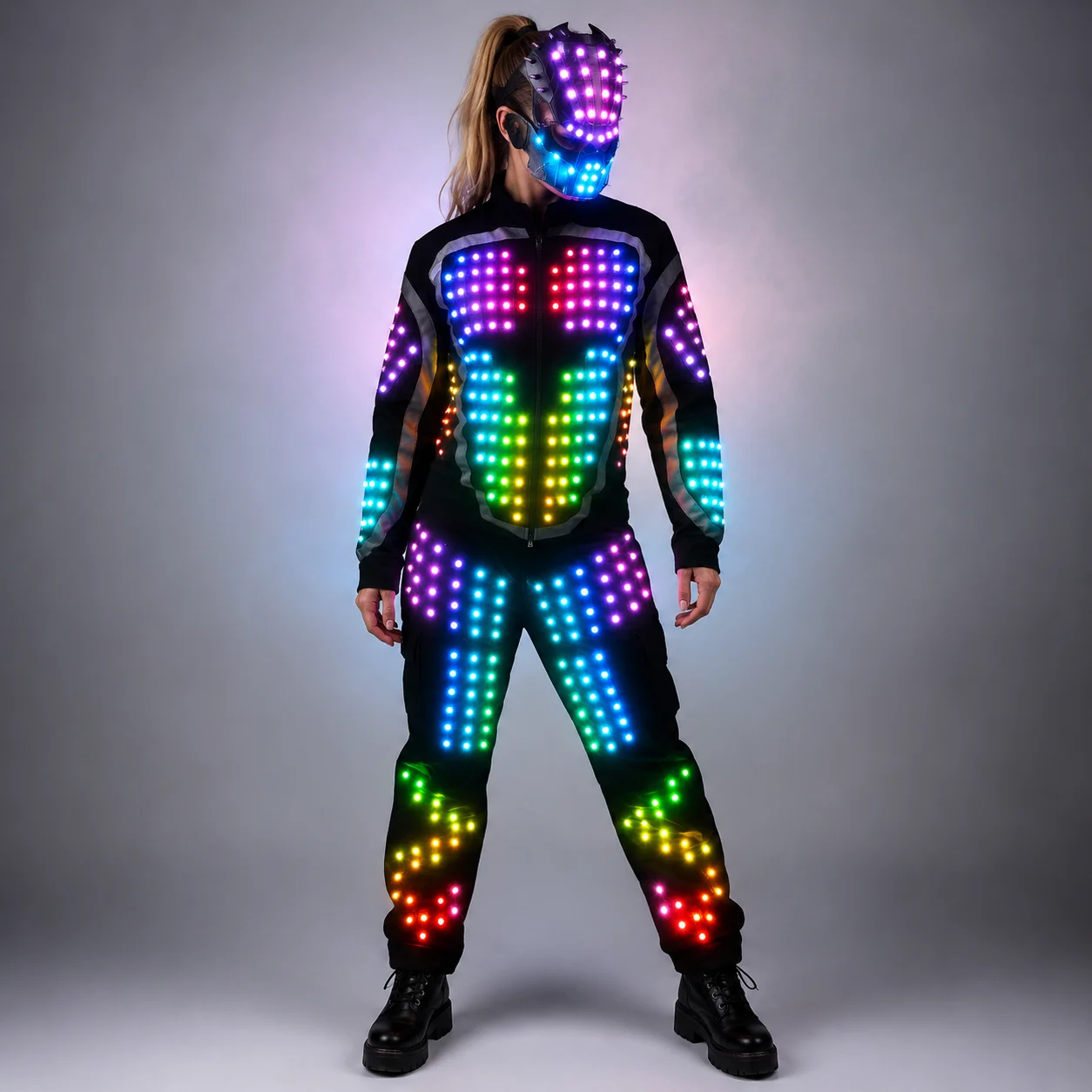Veste d\'armure lumineuse à LED numérique, Costumes scintillants, Costume Bar, discothèque, fête, spectacle, décoration flottante