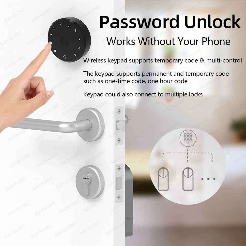 RAYKUBE A1 Ultra Tuya BLE Intelligent Electronic Door Lock with Wireless Fingerprint Keypad Lock FPT1 Punch-free installation - Image 6