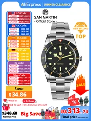 San Martin New 37mm BB54 Vintage Diver Watch ST2130 Automatic Mechanical Men Wristwatch Sapphire Luminous Waterproof 200m SN0138