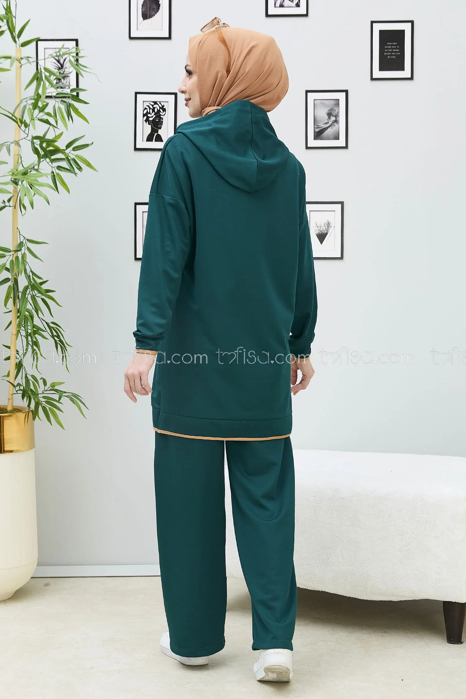 Vestido Longo Muçulmano Turco para Mulher, Abaya, Conjuntos de Turquia, Hijab, Túnica Islâmica, Dubai Jilbab, 2 Peças, 11307, Tofisa