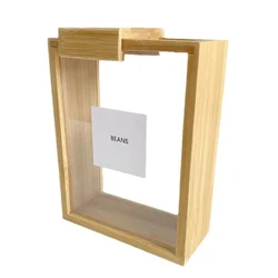 Bamboo Food Dispenser with labels 2L Kitchen Organizer Food Storage Container Cereal Dispenser for Pantry Organizer Organization