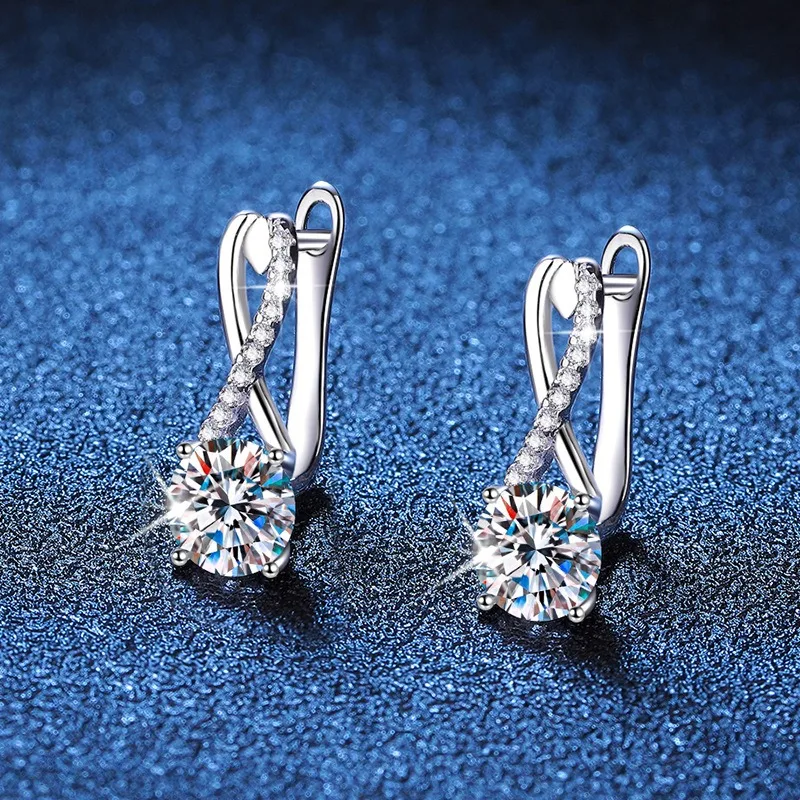 

925 Sterling Silver Figure 8 Cross Moissanite Earrings 1CT Dangle Drop Earrings for Women