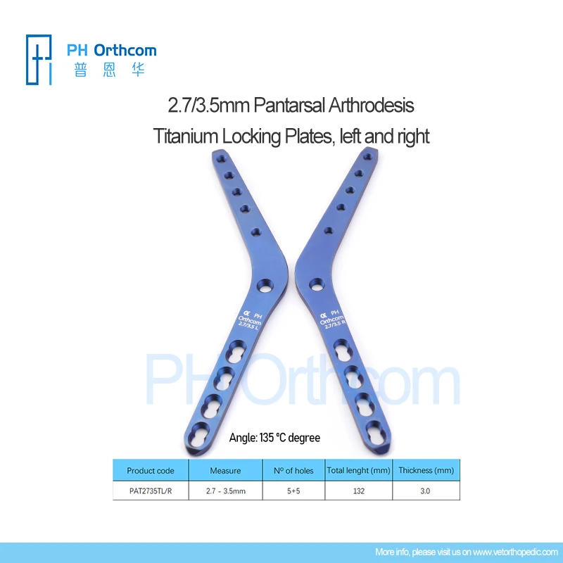 Imagem -04 - Instrumentos Cirúrgicos Ortopédicos Purrwoof Pantarsal Placas de Bloqueio de Titânio Arhdesis Implante Esquerdo e Direito Veterinário Animais