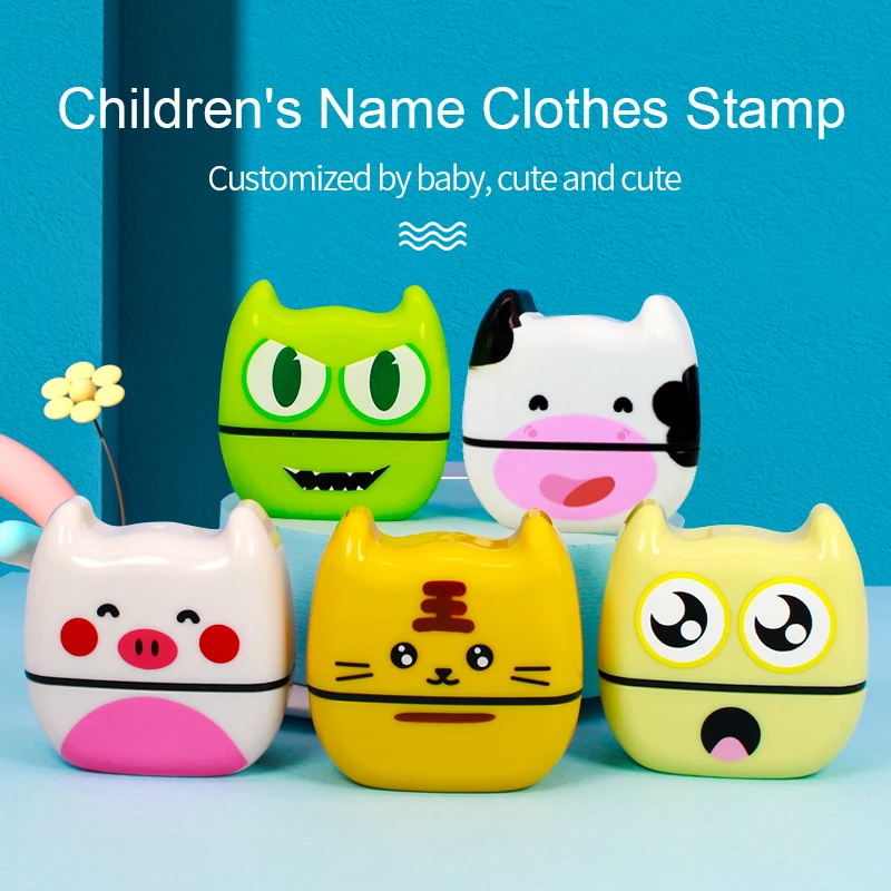 Baby Custom Name Stamp Children Teacher Cartoon Kindergarten All Language Name Student Clothes Non-fading Small Animal Inking