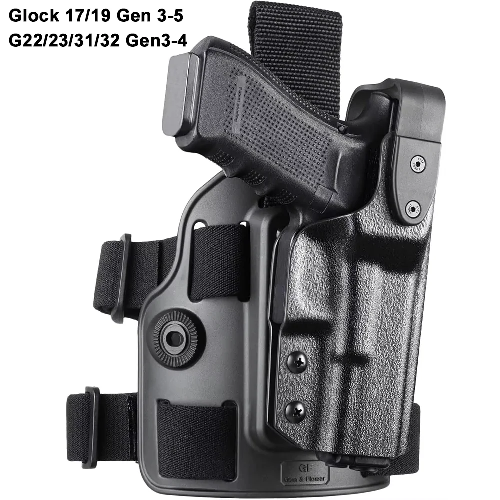 Funda tactica de pierna Glock Kydex - derecha, retencion Nivel II - imagen 5