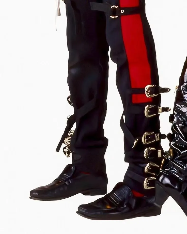 Rare Michael Jackson BAD Black Pants Trousers Skinny with Matel Buckle for Impersonator