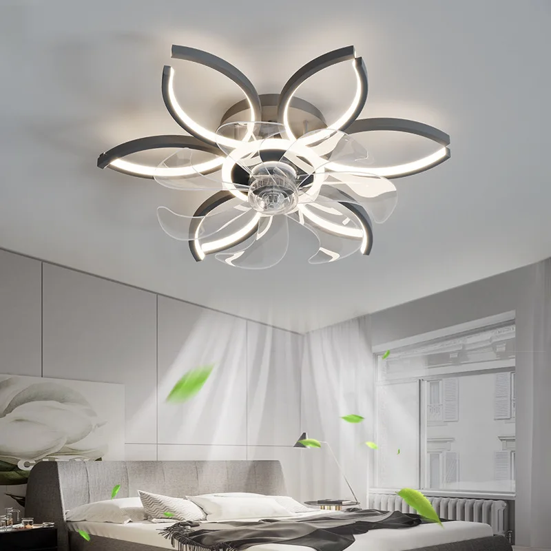 

Modern LED Ceiling Fan Lamp With Remote Control 6 Speed Dimmable Flower Shape Ceiling Light For Living Room Bedroom