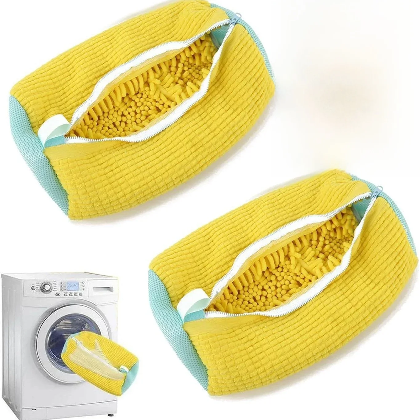 Sac de lavage de chaussures en coton, 1/2 pièces, Fibers moelleuses, élimine facilement la saleté, sacs de lavage Anti-déformation, organisateur de vêtements et de chaussures