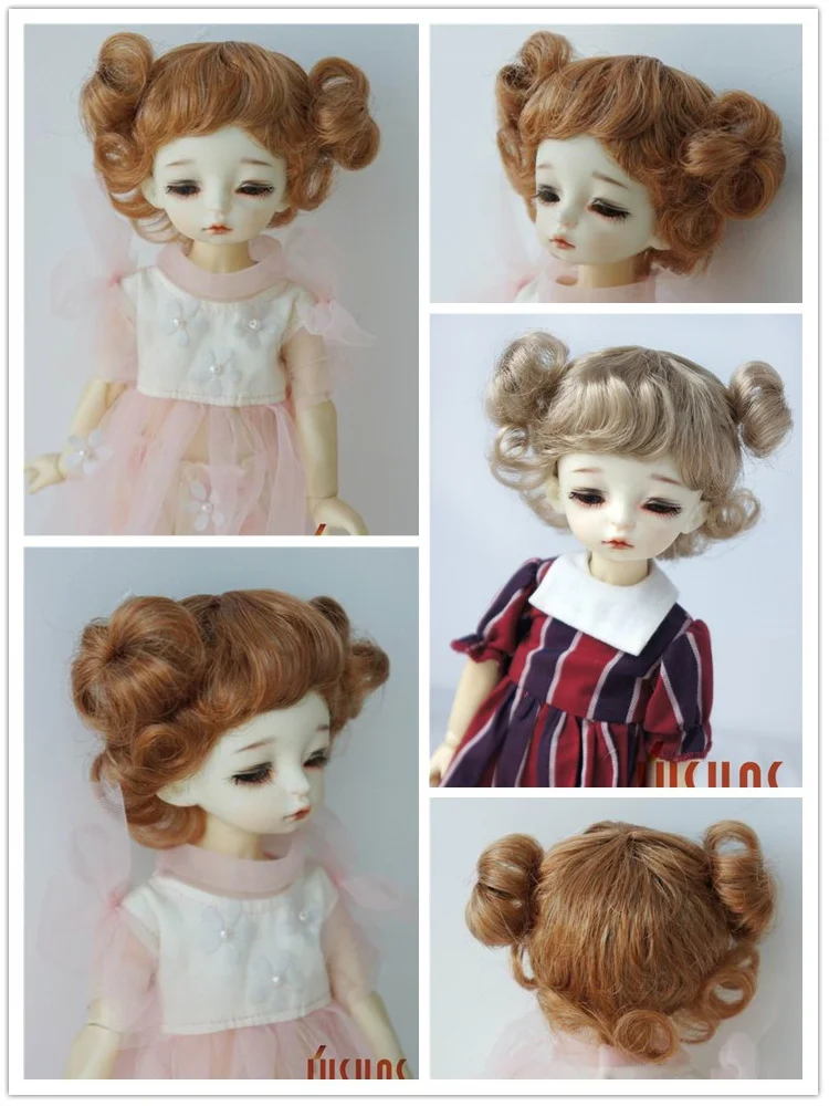 JD325 1/8 1/6 1/4 Fairy Flower Bud Mini-curly BJD Wig For Size 5-6in 6-7inch 7-8inch doll Kanekalon Fiber  OB11 YOSD MSD Hair