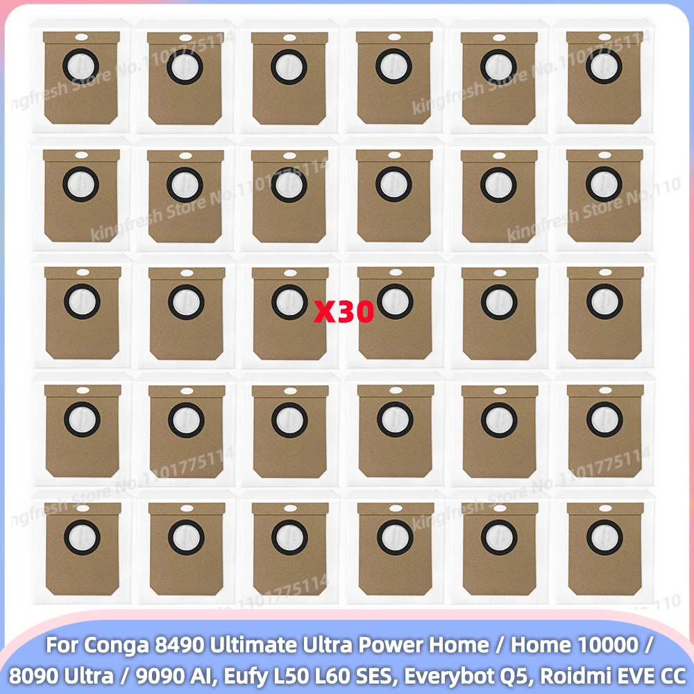 Conga 8490 Ultimate Ultra Power Home / 8090 Ultra / 9090 AI, Conga Home 10000, Eufy L50 L60 SES, Everybot Q5, Roidmi EVE CC Toz Torbası Yedek