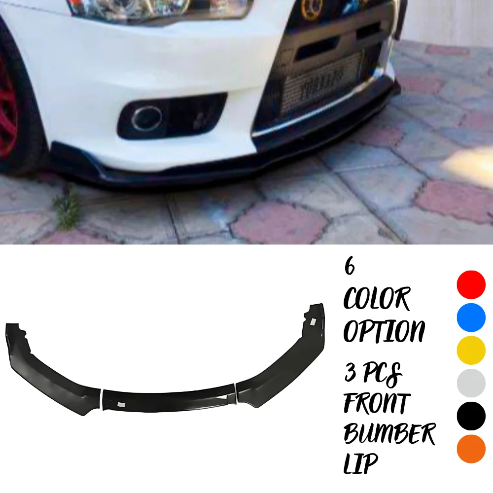 3 Pcs Front Bumper Lip For Mitsubishi Lancer Body Kit Car Accessories Spoiler Splitter Diffuser Flap Sport Bumper Exterior Parts