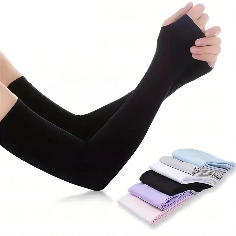 AliExpress UK 1 Pair Ice Silk Arm Covers Sun Protection Unisex Elbow Cover Outdoor Cycling Running Fishing Driving Cool Anti-UV Arm Sleeves