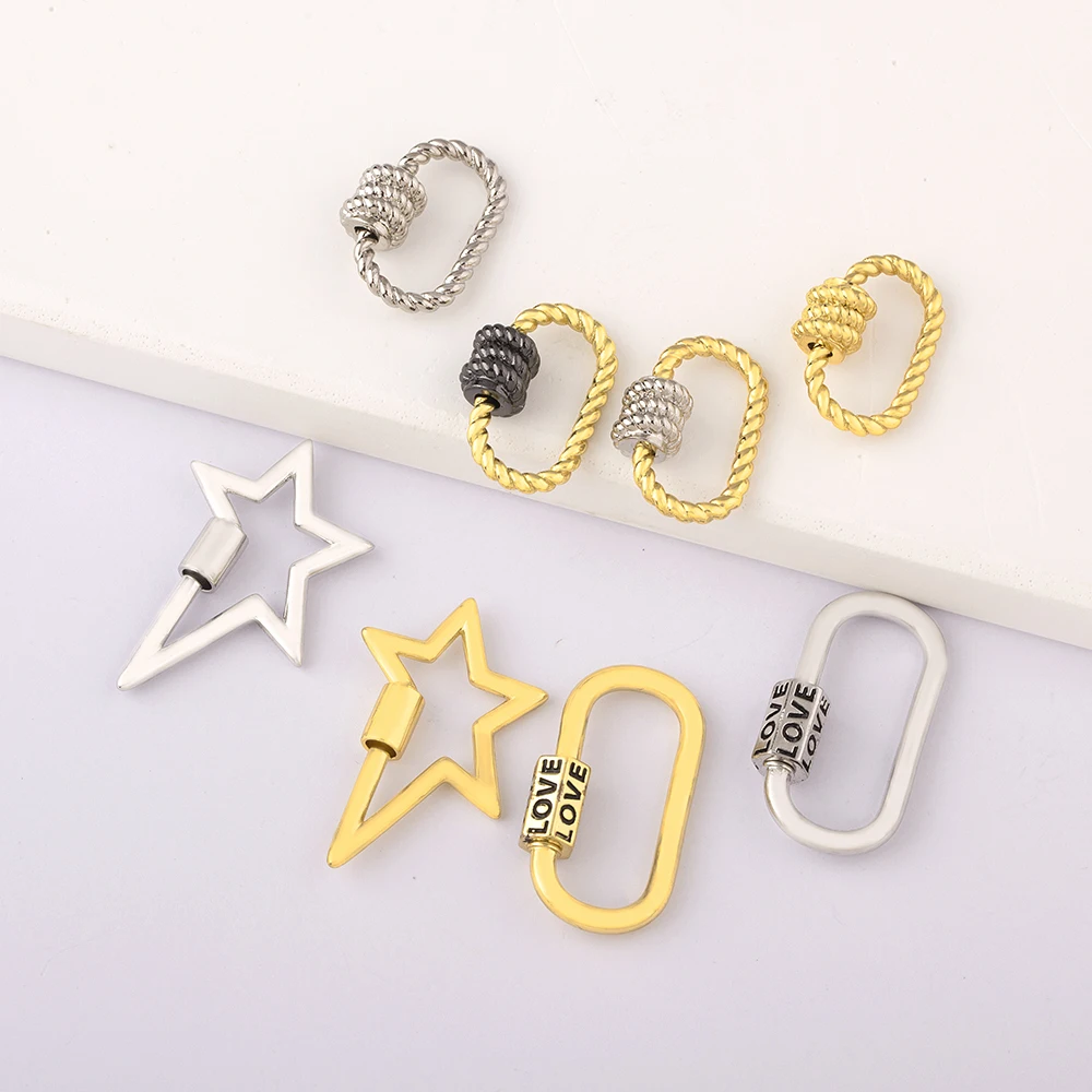 Star Round Shape Carabiner Lock Screw Clasp Handmade Originality Pendant DIY Neckalce Bracelet Earrings Accessories Women Gift