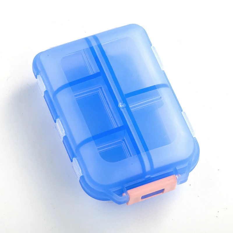 Double-layer small pill box Portable pill box Transparent 10-cell sealed medicine storage box camping equipment survival kit