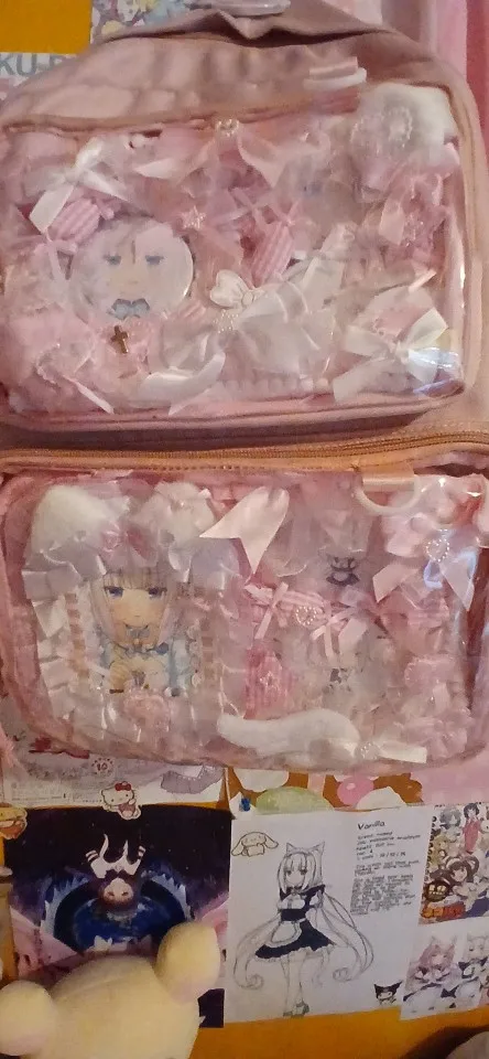 Sweet Girly DIY Decor Kit Lace Ribbon Bow Angel Wing Bunny Ear Bag Accessories Lolita Anime Card Badge Bags Handmade Decoration photo review