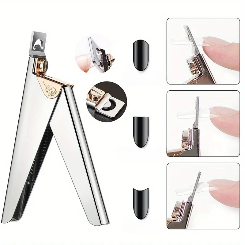 Acier inoxydable Gel UV faux ongles conseils tondeuse coupe-bord Nail Art manucure U mot arc-en-ciel or argent outils