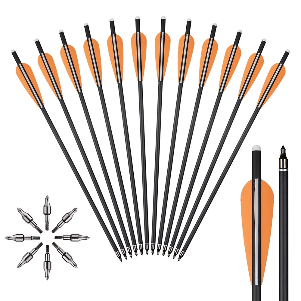 

12pcs Carbon Arrows 16/18/20/22inch Carbon Bolt OD8.8 mm for Archery Hunting Crossbow Arrow Outdoor Game Supplies